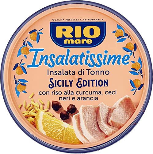 3x Rio Mare Insalatissime Sicily Edition mit Kurkuma-Reis, schwarzen Kichererbsen und Orange, ohne Konservierungsstoffe, Dose mit 220 gr von Rio Mare