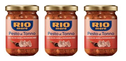 3x Rio Mare Pesto al Tonno con Olive Nere e Peperoncino Thunfischpesto mit schwarzen Oliven und Chili 130g 3x Rio Mare Pesto al Tonno con Olive Nere e Peperoncino Thunfischpesto mit schwarzen Oliven und Chili 130g von Rio Mare