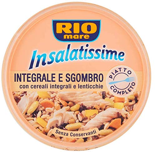 3x Rio mare Insalatissime Integrale e Sgombro Vollkorn und Makrele mit Vollkornprodukten und Linsen 220g Fertiggerichte Frei von Konservierungsstoffen von Rio Mare