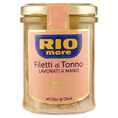 6x Rio Mare Filetti di Tonno all'olio di oliva,Handgemacht,Thunfischfilets in Olivenöl 180g Glas von Rio mare