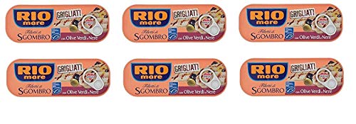 6x Rio Mare Sgombro gegrillte Makrelenfilets mit grünen, schwarzen Oliven 120g 6x Rio Mare Sgombro gegrillte Makrelenfilets mit grünen, schwarzen Oliven 120g von Rio Mare
