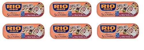 6x Rio Mare Sgombro gegrillte Makrelenfilets mit grünen, schwarzen Oliven 120g von Rio Mare