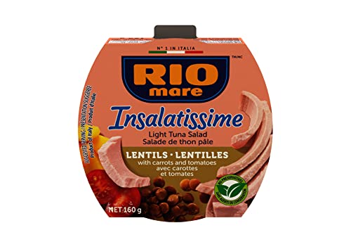 Rio Mare Insalatissime Insalata di Tonno Lenticchie Thunfischsalat mit Linsen, gelben Karotten und Tomaten 160g Fertiggericht von Rio Mare