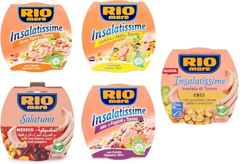 TESTPAKET Rio Mare Insalatissime Thunfisch in Olivenöl Thunfischsalate 5 x 160g von Rio Mare