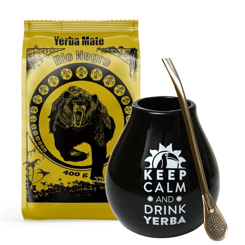 Yerba Mate-Tee Set fur Zwei mit Yerba Mate Rio Negro 400g ● Argentinien Yerba Mate Tee ● Keramik mate tasse Luka Schwarz 350 ml ● Edelstahl Trinkhalm Bombilla 19cm Yerba Mate-Tee Set fur Zwei mit Yerba Mate Rio Negro 400g ● Argentinien Yerba Mate Tee ● Keramik mate tasse Luka Schwarz 350 ml ● Edelstahl Trinkhalm Bombilla 19cm von Rio Negro