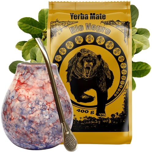 Rio Negro Yerba Mate-Tee Set – Argentinischer Tee 400g mit Keramik Mate Becher 350ml | Kalebasse Caleidoscope | Edelstahl Bombilla Trinkhalm 19cm | Hochwertiges Set Perfekt als Geschenk Rio Negro Yerba Mate-Tee Set – Argentinischer Tee 400g mit Keramik Mate Becher 350ml | Kalebasse Caleidoscope | Edelstahl Bombilla Trinkhalm 19cm | Hochwertiges Set Perfekt als Geschenk von Rio Negro