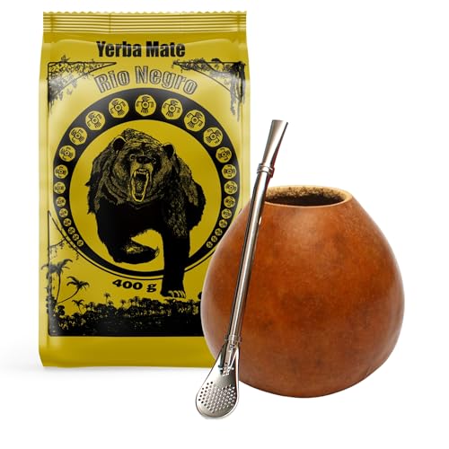 Yerba Mate-Tee Set mit Rio Negro 400g ● Argentinischer Yerba Mate Tee ● Natürliche Mate-Kalebasse Pumpkin ● Edelstahl Trinkhalm Bombilla 15cm Yerba Mate-Tee Set mit Rio Negro 400g ● Argentinischer Yerba Mate Tee ● Natürliche Mate-Kalebasse Pumpkin ● Edelstahl Trinkhalm Bombilla 15cm von Rio Negro