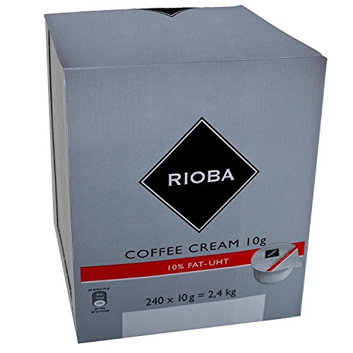 Rioba Coffee Cream, Kaffeesahne 10% Fett, ultrahocherhitzt, 240 Stück je 10g, 2.4 KG Rioba Coffee Cream, Kaffeesahne 10% Fett, ultrahocherhitzt, 240 Stück je 10g, 2.4 KG von Rioba