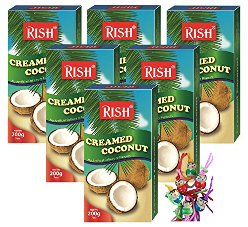 [ 6x 200g ] RISH 100% Pure Kokosnusscreme Kokoscreme Creamed Coconut + ein kleiner Glücksanhänger gratis von RISH