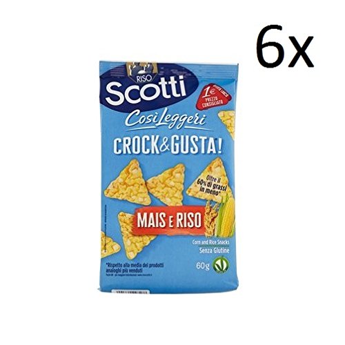 6x Riso scotti Crock & gusta Crackers gesalzen Salzgebäck Mais und Reis 60g von Riso Scotti