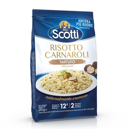 Riso Scotti Risotto mit Trüffel – Edler Risottoreis (10x 210g) | Carnaroli Reis mit Trüffelaroma | In 12 Min. servierfertig | Risotto Italienisch für 2 Personen von Riso Scotti