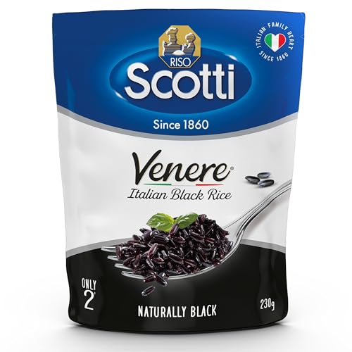Riso Scotti Venere Express Natur – Schwarzer Vollkornreis (6x 230g) | Fertig in 2 Min. | Italienischer Express Reis, Instant Vollkornreis ohne Zusätze von Riso Scotti