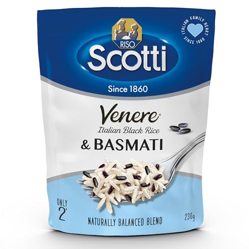 Riso Scotti Venere & Basmati Express Reis (6x 230g) | Schwarzer Vollkornreis & Basmati | Instant-Reis, Fertig in 2 Min., Aromatisch & Vollwertig von Riso Scotti