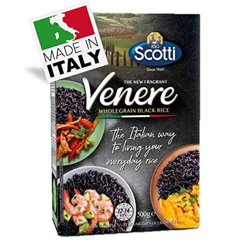 Schwarzer Reis, gewachsen in Italien, Riso Scotti, Venere, Vollkorn, 500 g, reich an Ballaststoffen und Antioxidantien, vakuumverpackt von Riso Scotti