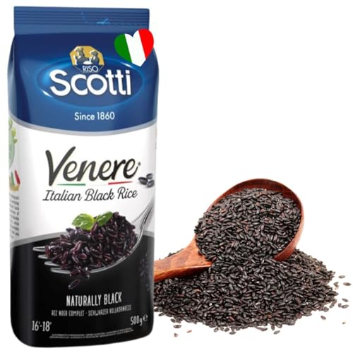 Schwarzer Reis, gewachsen in Italien, Riso Scotti, Venere, Vollkorn, 500 g, reich an Ballaststoffen und Antioxidantien, vakuumverpackt von Riso Scotti