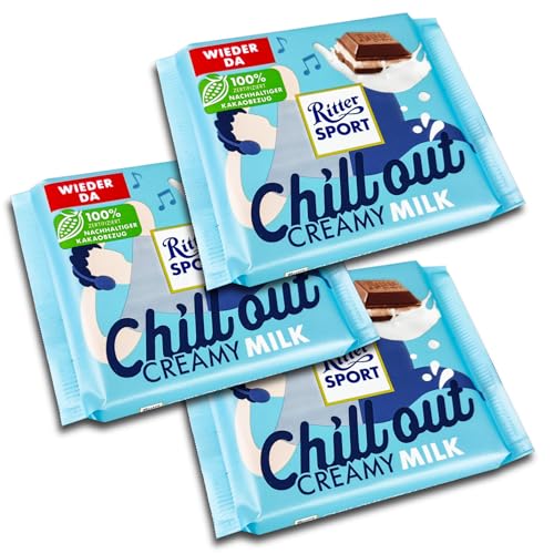 3 er Pack Ritter Sport Chill Out Creamy Milk 3 x 100g Gefüllte Vollmilchschokolade mit Milchcreme von Ritter Sport