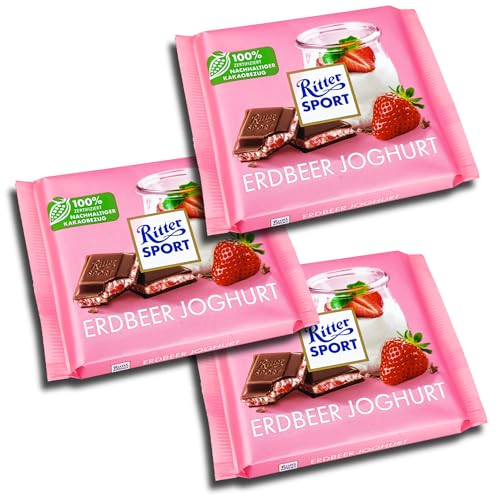 3 er Pack Ritter Sport Erdbeer Joghurt 3 x 100g von Ritter Sport