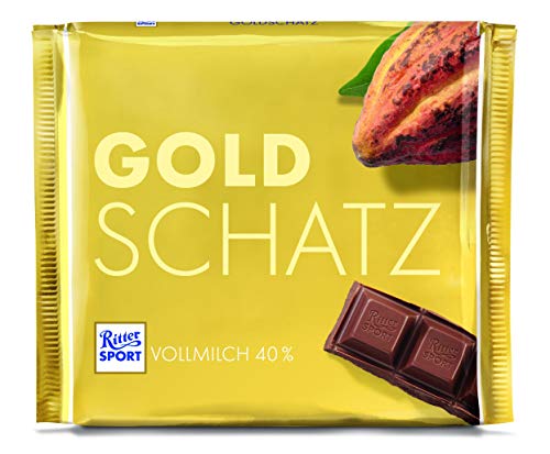RITTER SPORT 250g Goldschatz, hochwertige Vollmilchschokolade, verfeinert mit Trinitario-Kakao und dezenter Milchnote, 250g Großtafel RITTER SPORT 250g Goldschatz, hochwertige Vollmilchschokolade, verfeinert mit Trinitario-Kakao und dezenter Milchnote, 250g Großtafel von Ritter Sport