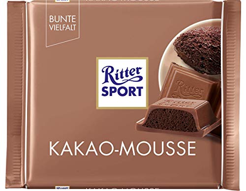 RITTER SPORT Kakao-Mousse, 100 g, Alpen-Vollmilchschokolade gefüllt mit luftiger Kakao-Creme, leckere Mousse au Chocolat umhüllt von feinster Schokolade RITTER SPORT Kakao-Mousse, 100 g, Alpen-Vollmilchschokolade gefüllt mit luftiger Kakao-Creme, leckere Mousse au Chocolat umhüllt von feinster Schokolade von Ritter Sport