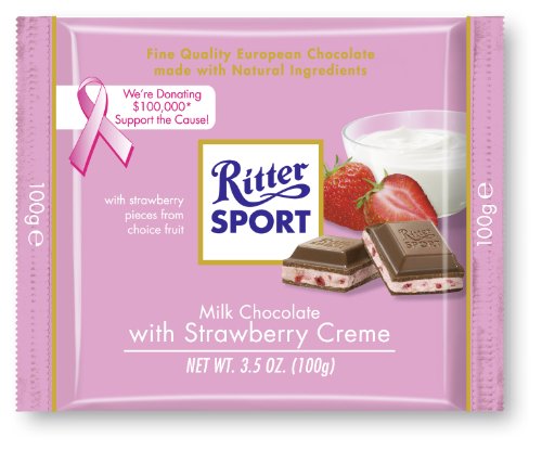 Ritter Sport Bars, Milk Chocolate with Strawberry Creme, 3.5 Ounce (Pack of 12) by Ritter Sport von Ritter Sport