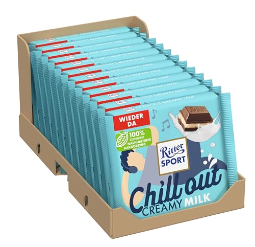 Ritter Sport Creamy Milk, Vollmilchschokolade mit cremiger Füllung, Schokoladen-Klassiker zum Teilen mit Freunden, 12 x 100g Tafeln Ritter Sport Creamy Milk, Vollmilchschokolade mit cremiger Füllung, Schokoladen-Klassiker zum Teilen mit Freunden, 12 x 100g Tafeln von Ritter Sport