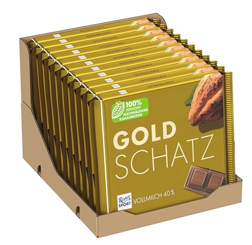Ritter Sport - Goldschatz - 11 x 250 g, Feinste Vollmilchschokolade mit Karamellstückchen, Schokoladen-Klassiker zum Teilen mit Freunden, 11 x 250g Tafeln Ritter Sport - Goldschatz - 11 x 250 g, Feinste Vollmilchschokolade mit Karamellstückchen, Schokoladen-Klassiker zum Teilen mit Freunden, 11 x 250g Tafeln von Ritter Sport
