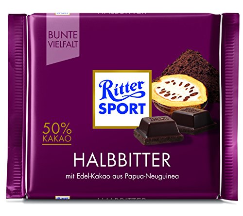 Ritter Sport Halb-Bitter, 12er Pack (12 x 100 g Packung) von Ritter Sport