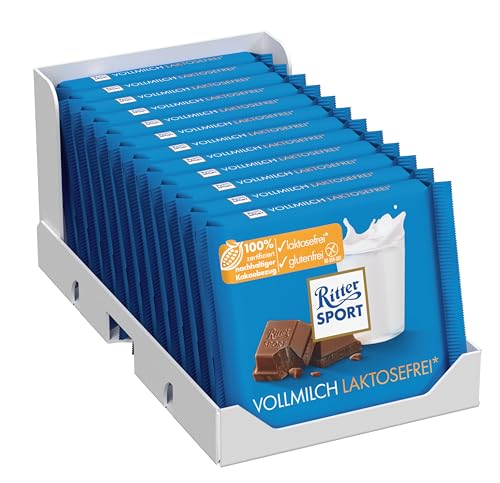 Ritter Sport Laktosefrei Vollmilch Schokolade, glutenfrei, perfekt zum Naschen und Genießen, 12 x 100g Ritter Sport Laktosefrei Vollmilch Schokolade, glutenfrei, perfekt zum Naschen und Genießen, 12 x 100g von Ritter Sport