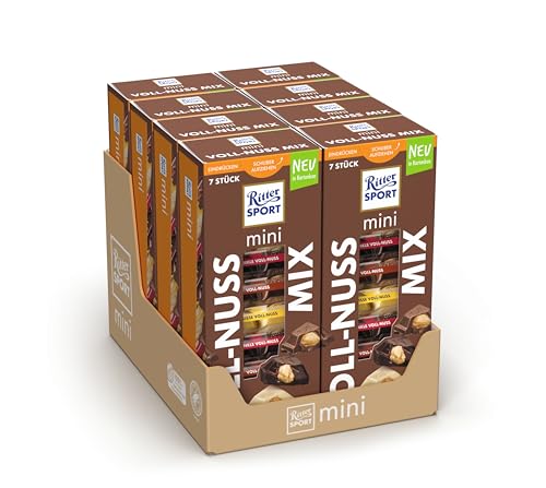 Ritter Sport mini Turm Voll-Nuss Mix, verschiedene Schokoladenvariationen mit knackigen Nüssen, perfekt zum Teilen und Genießen, geeignet für Muttertag und Vatertag, 8 Boxen mit je 116g von Ritter Sport