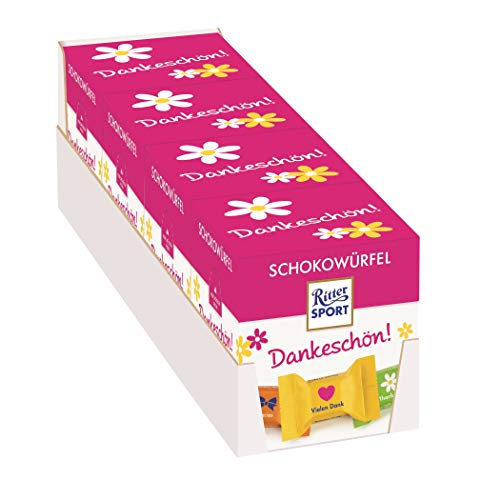 Ritter Sport Schokowürfel Dankeschön 4x (176 g), das Geschenk zum Danke sagen, einzeln verpackte Mini-Schokoladenwürfel, verschiedene Sorten von Ritter Sport