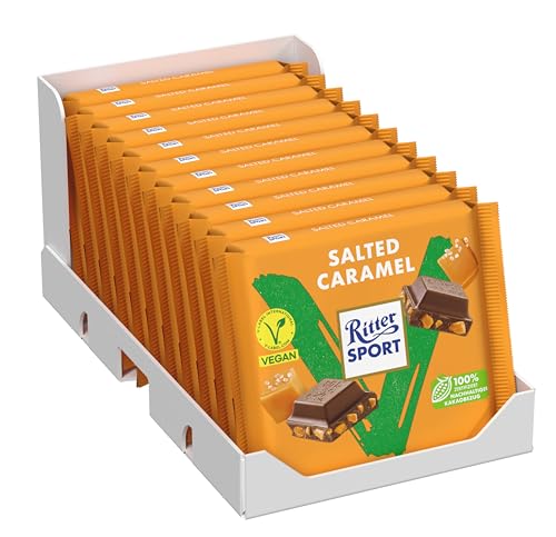Ritter Sport Vegan Salted Caramel, Schokolade-Kuvertüre mit knusprigen & gesalzenen Karamell-Stückchen, perfekt zum Naschen und Genießen, 11 x 100g Ritter Sport Vegan Salted Caramel, Schokolade-Kuvertüre mit knusprigen & gesalzenen Karamell-Stückchen, perfekt zum Naschen und Genießen, 11 x 100g von Ritter Sport
