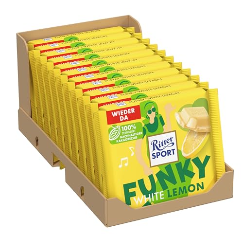 Ritter Sport White Lemon, Weiße Schokolade mit zartem Zitronen-Geschmack, Schokoladen-Klassiker zum Teilen mit Freunden, 12 x 100g Tafeln Ritter Sport White Lemon, Weiße Schokolade mit zartem Zitronen-Geschmack, Schokoladen-Klassiker zum Teilen mit Freunden, 12 x 100g Tafeln von Ritter Sport