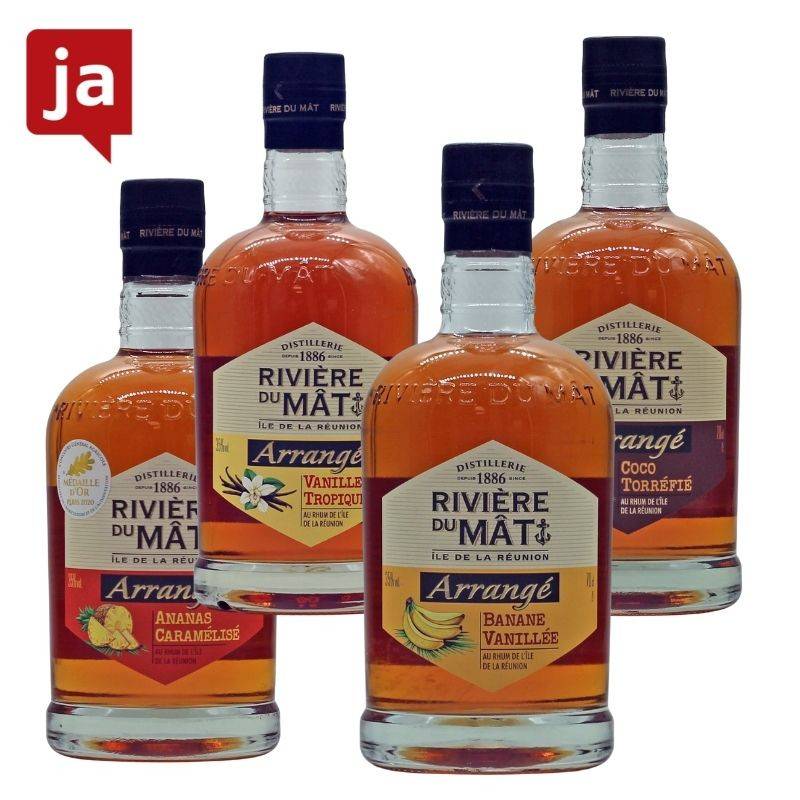 Rivière du Mât Arrangé Rhum 4er Probierset 4 x 0,7 L 35% vol von Riviere du Mat