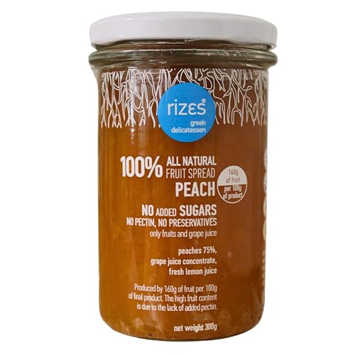 Rizes Greek Delicatessen 100% natürlicher Fruchtaufstrich aus Pfirsich, Packung mit 2 x 300 g (insgesamt: 600 g) Rizes Greek Delicatessen 100% natürlicher Fruchtaufstrich aus Pfirsich, Packung mit 2 x 300 g (insgesamt: 600 g) von Rizes Greek Delicatessen