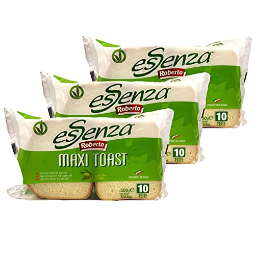 Roberto - 3er Pack Original italienisches Maxi Toast Essenza mit Olivenöl - Sandwich Toast Brot ideal für die mediterrane Küche - Sandwichtoast in 500 g Packung Roberto - 3er Pack Original italienisches Maxi Toast Essenza mit Olivenöl - Sandwich Toast Brot ideal für die mediterrane Küche - Sandwichtoast in 500 g Packung von Roberto
