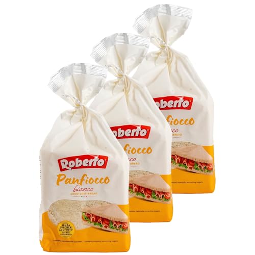 Roberto - 3er Pack Original italienisches Tramezzini Weißbrot mit Olivenöl - Weissbrot Tramezzone (Toast ohne Rand, Rinde) in 400 g Packung von Roberto