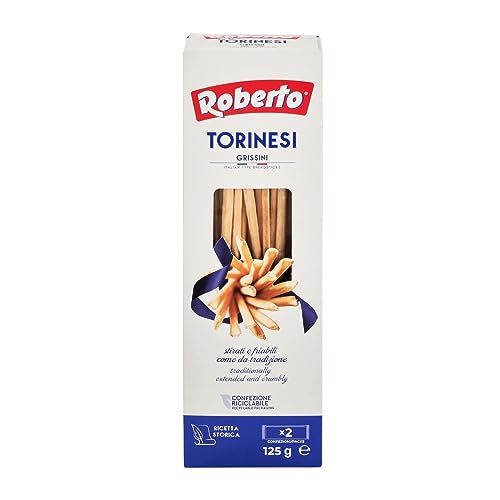 Roberto Grissini Torinesi 15x125g Beutel | ultra-dünne Brotstangen | als Snack, Beilage oder im Büro | auch perfekt zu Käse- oder Salamiplatten von Roberto