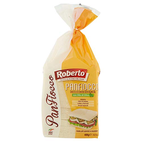 Roberto - Original italienisches Tramezzini Weißbrot mit Olivenöl - Weissbrot Tramezzone (Toast ohne Rand, Rinde) in 400 g Packung von Roberto