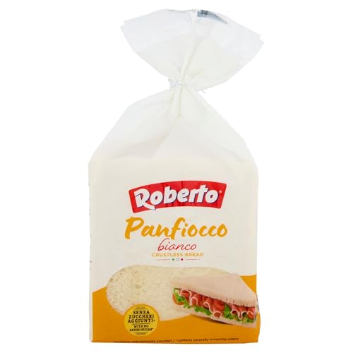 Roberto - Original italienisches Tramezzini Weißbrot mit Olivenöl - Weissbrot Tramezzone (Toast ohne Rand, Rinde) in 400 g Packung von Roberto