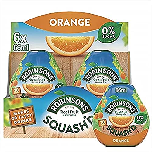 Robinsons SQUASH'D, 0 Prozent Zucker, echter Fruchtkürbis, kalorienarm, Orange, macht 20 Getränke pro Packung, 6 Packungen à 66 ml Robinsons SQUASH'D, 0 Prozent Zucker, echter Fruchtkürbis, kalorienarm, Orange, macht 20 Getränke pro Packung, 6 Packungen à 66 ml von Robinsons