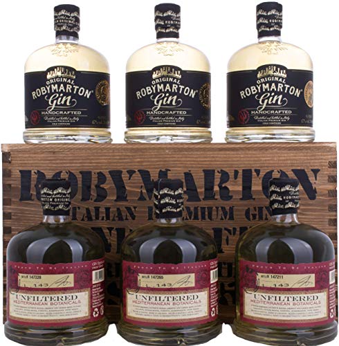 Roby Marton Gin Original Italian Premium Dry 47% Volume 6x0,7l in Holzkiste von Roby Marton Gin