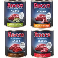 Rocco Classic 24 x 800g - Rocco Nassfutter im Sparpaket - Mix (Rind pur, Grüner Pansen, Rentier, Geflügelherzen) von Rocco
