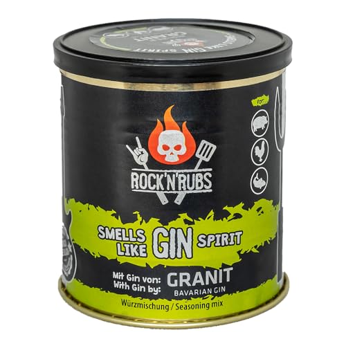 ROCK'N'RUBS Grillgewürz Smells Like Gin Spirit - BBQ Rub zum Grillen mit Gewürzmischung & echtem Gin - 130 g Dose von ROCK`N RUBS