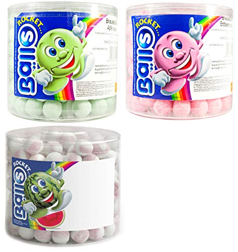 3 Dosen a 1400g Tri D'Aix Rocket Balls Mix Wassermelone, Erdbeere und Apfel + Space riegel von Onlineshop Bormann von Rocket Balls