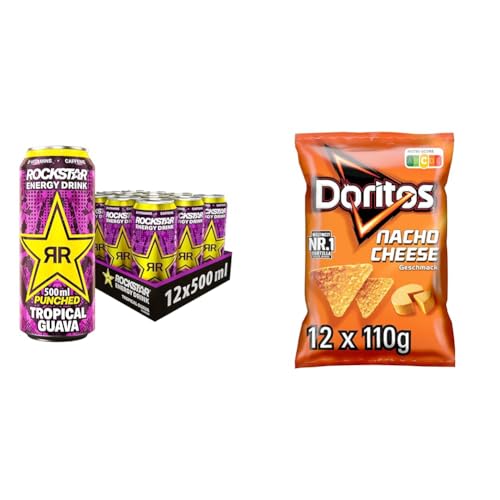 Power und Geschmack vereint: Rockstar Energy Drink Tropical Guava (12x500ml) & Doritos Nacho Cheese (12x110G) von Rockstar