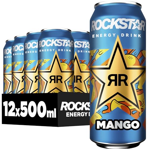 Rockstar Energy Drink Mango - Exotisches, koffeinhaltiges Erfrischungsgetränk mit Mango Geschmack für den Energie Kick, EINWEG (12 x 500ml) (Verpackungsdesign kann abweichen) Rockstar Energy Drink Mango - Exotisches, koffeinhaltiges Erfrischungsgetränk mit Mango Geschmack für den Energie Kick, EINWEG (12 x 500ml) (Verpackungsdesign kann abweichen) von Rockstar