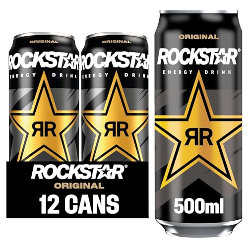 Rockstar Energy Drink - Original - Alkoholfrei - 200mg Koffein - Koffeingetränk mit Taurin, Guarana, Ginseng & B-Vitaminen - 12 x 500ml Dosen von Rockstar