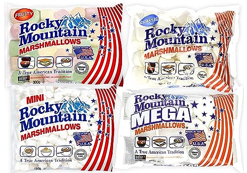 Rocky Mountain Marshmallows Classic 300g, Mini 150g, Mega 340g, Fruit gemischt zum Probieren von Rocky Mountain Marshmallows