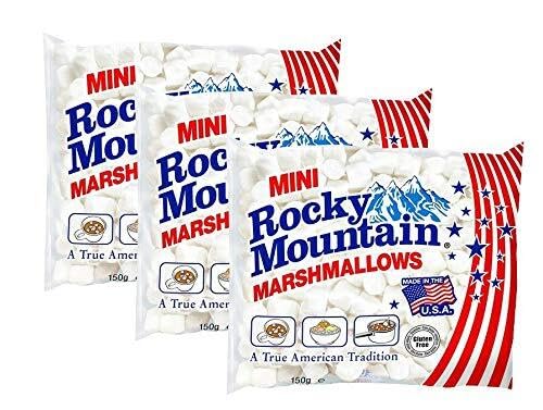 Rocky Mountain Mini Marshmallows, extra kleine, traditionell amerikanische Süßigkeiten aus Schaumzucker zum Grillen, Backen und Kochen, 3 x 150g von Rocky Mountain Marshmallows