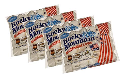Rocky Mountain Marshmallows Classic 4x300g, traditionell amerikanische Süßigkeiten zum Rösten am Lagerfeuer, Grillen oder Backen (4x300g) von GREAT BRITISH TRADING LIMITED